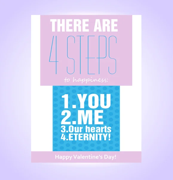 Vektor Grußkarte Zum Valentinstag Vier Schritte Zum Glück — Stockvektor