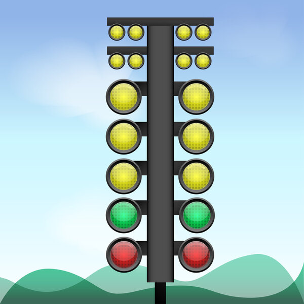 Vector illustration of big traffic light.