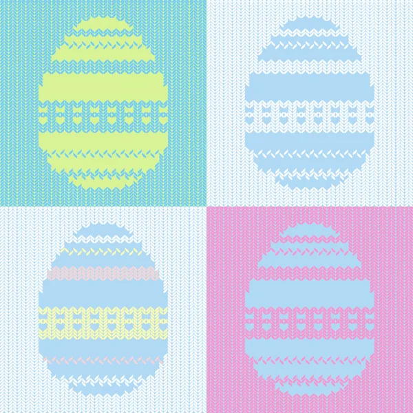 Knitted Easter Card Painted Eggs Vector Illustration — Stock Vector