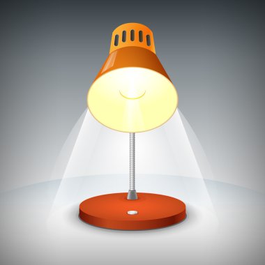 Vector illustration of a red table lamp. clipart