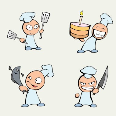 Collection of cute chef men. clipart