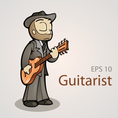 Cartoon guitarist. Vector illustration. clipart