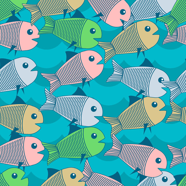 Vector background with fishes.