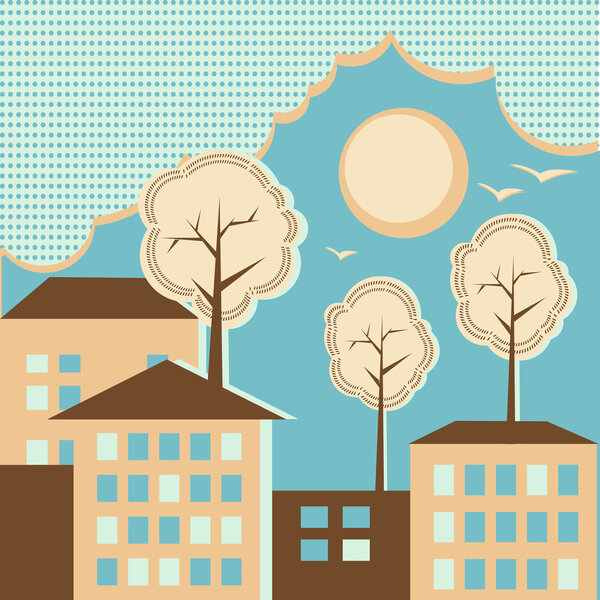 Векторный фон с домами
.