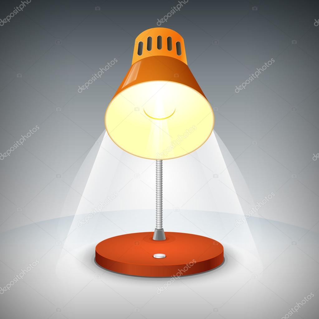 Vector illustration of a red table lamp.