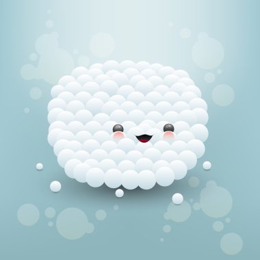 Cute face made of white bubbles. Vector illustration. clipart