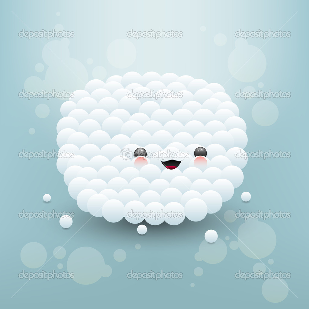 Cute face made of white bubbles. Vector illustration.