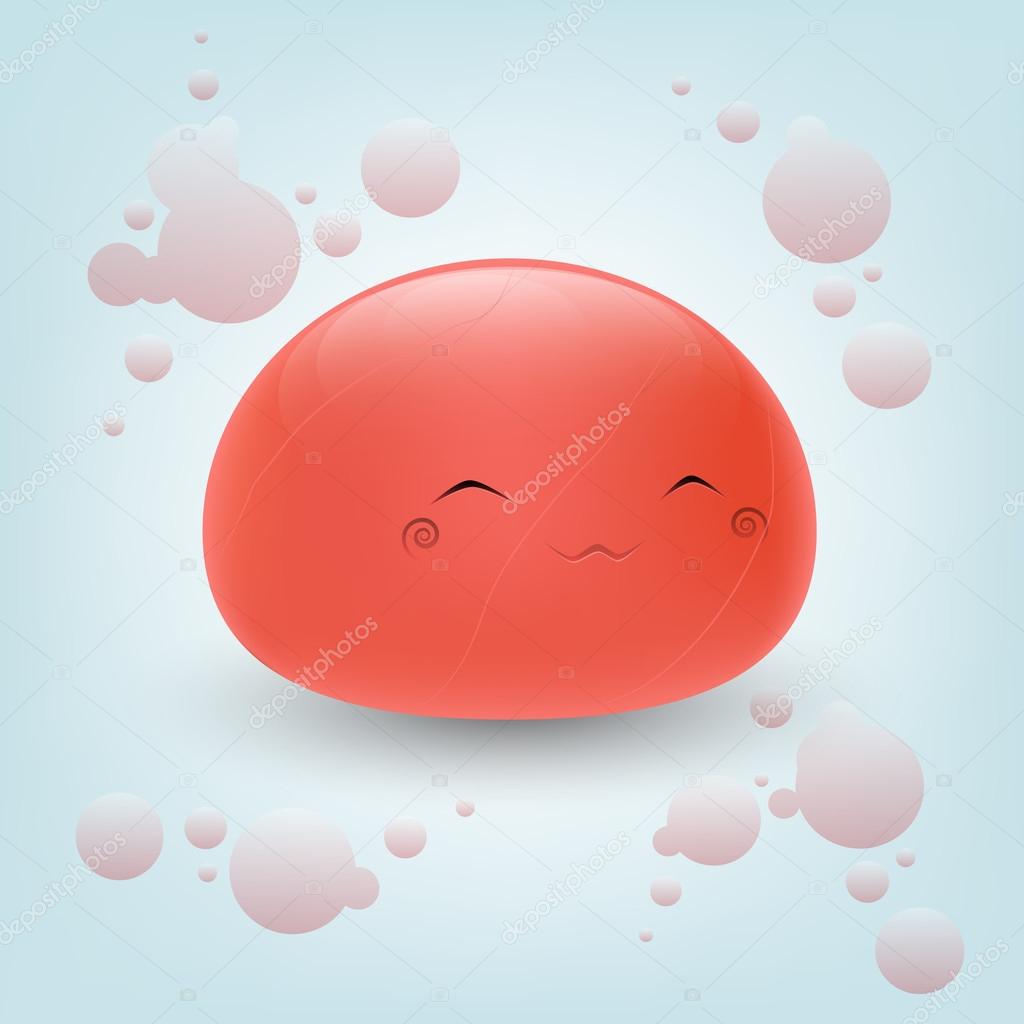 Cute red face. Vector illustration.