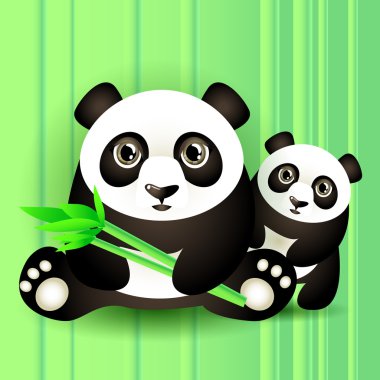 Two cute pandas. Vector illustration. clipart