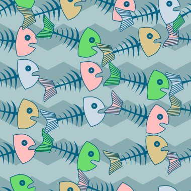 Vector background with dead fishes. clipart
