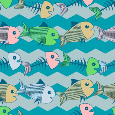 Vector background with fishes. clipart