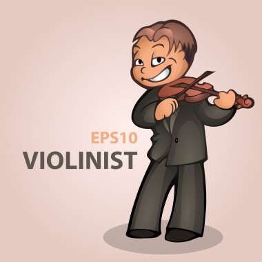 Vector cartoon violinist. Vector illustration. clipart