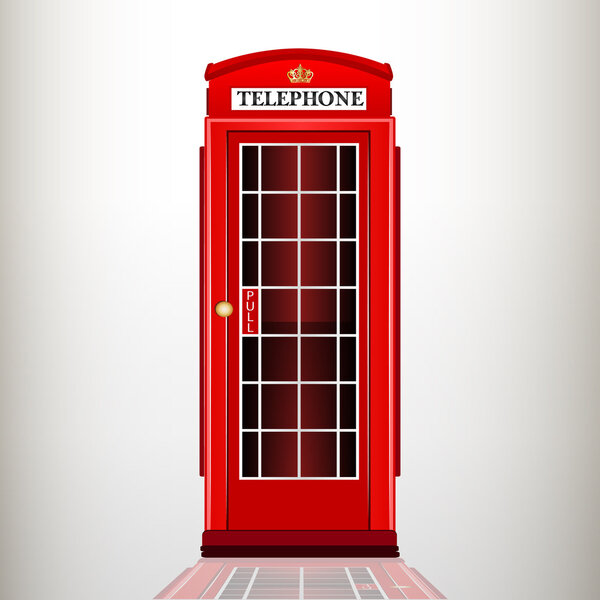 English red telephone booth. vector illustration.