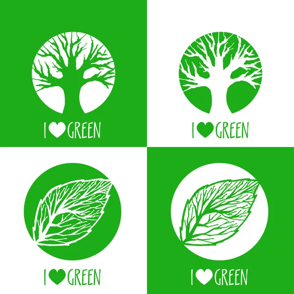 Vector Ecology Signs Love Green — Stock Vector