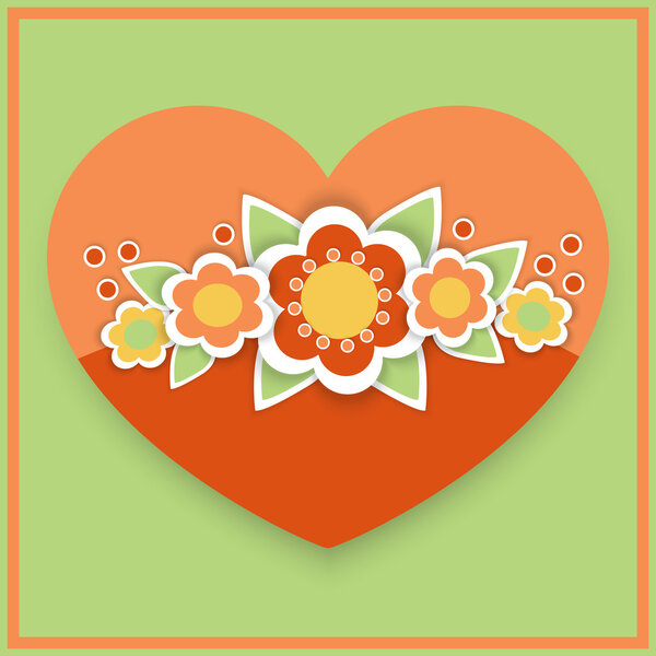 Vector greeting card with floral heart.