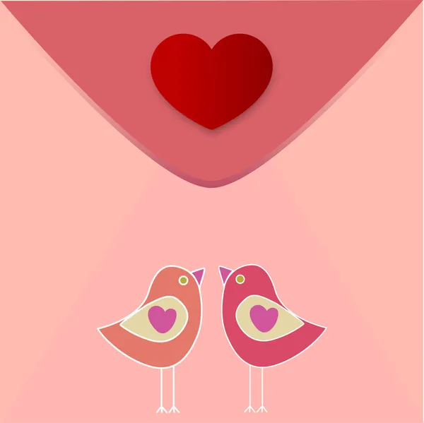 Corazón Saludo Vectorial Con Pájaros Enamorados Gráficos vectoriales