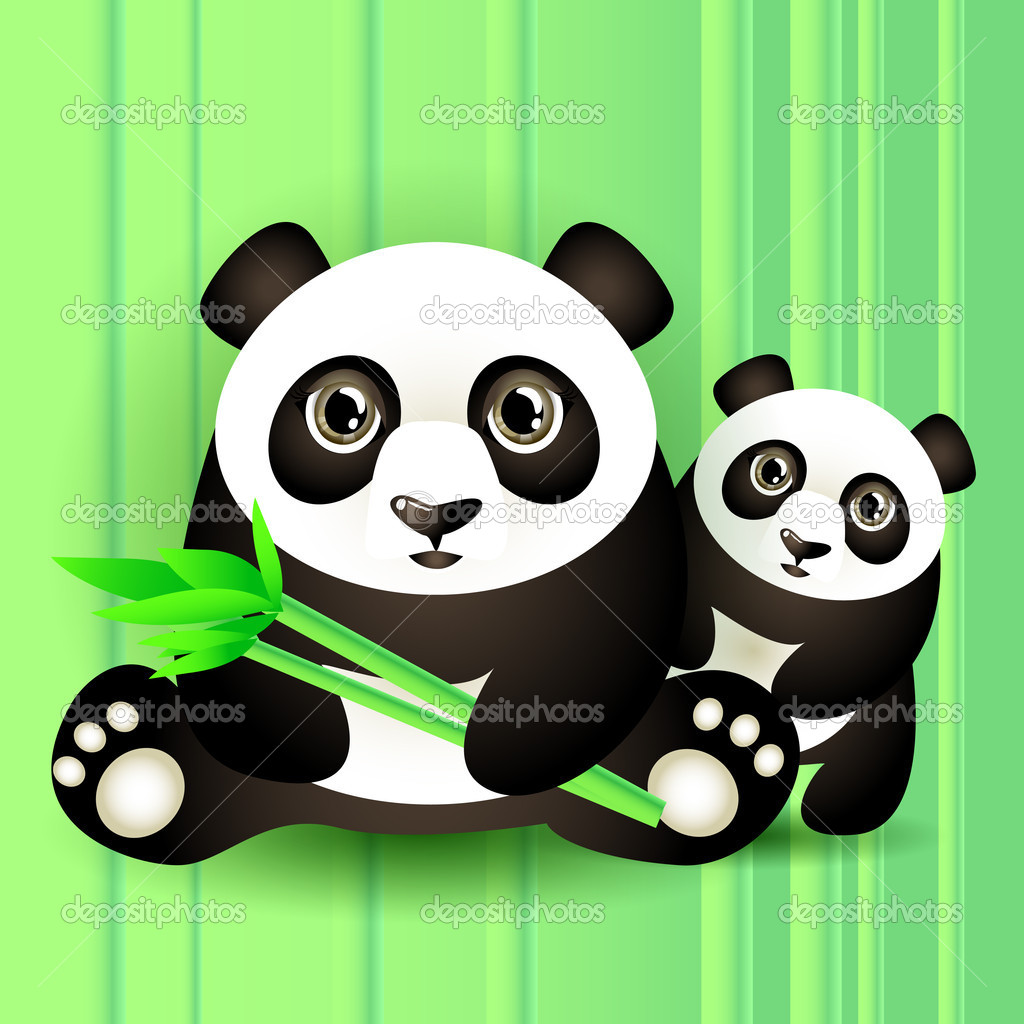 Two cute pandas. Vector illustration.