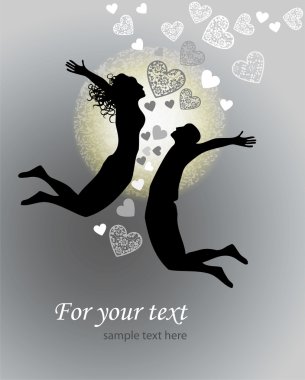 Vector background with jumping couple. clipart