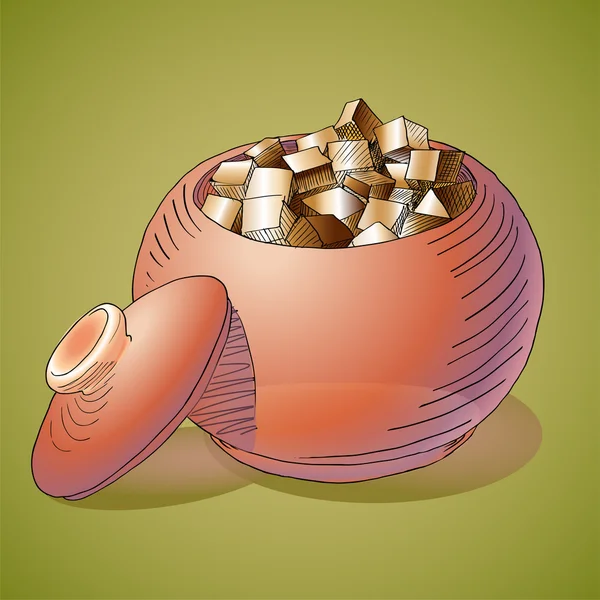 Vector Illustration Sugar Bowl — Stock Vector