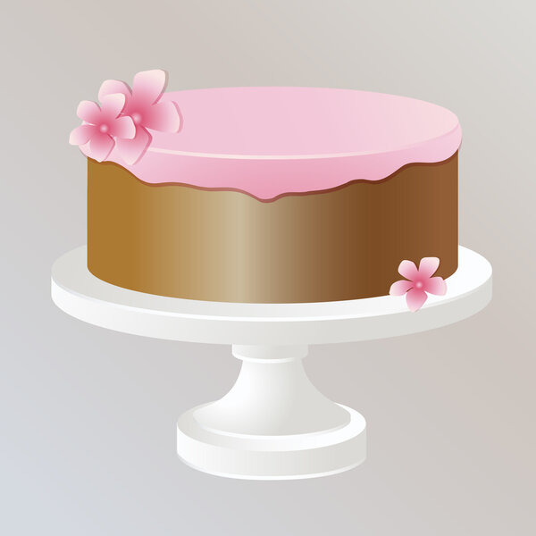 Illustration of cake with pink cream.