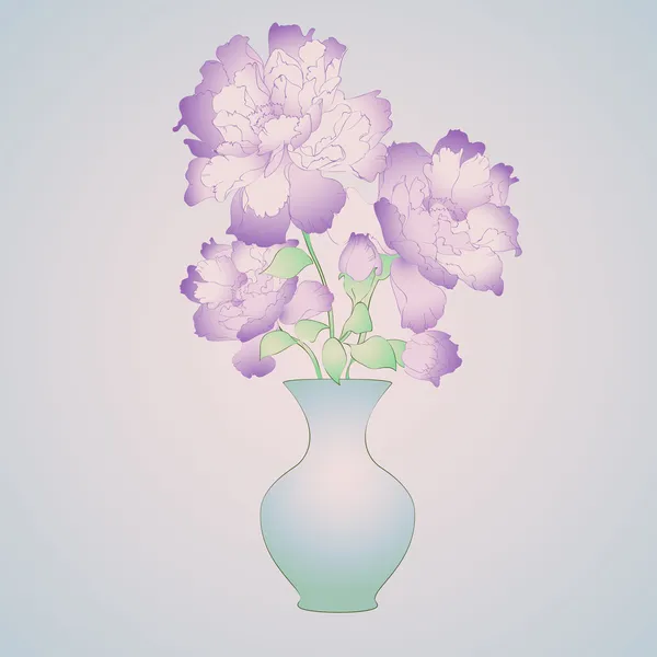 Purple flowers in vase. Vector illustration.