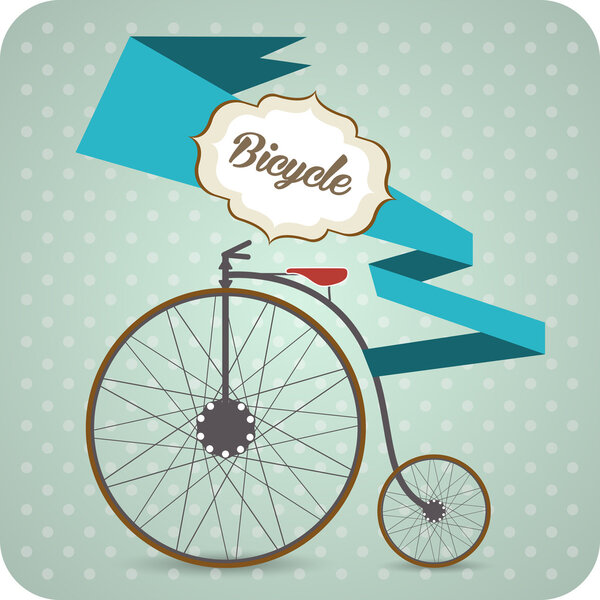 Vector background with old vintage bicycle.