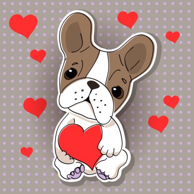 Cute dog in love. Vector illustration. clipart