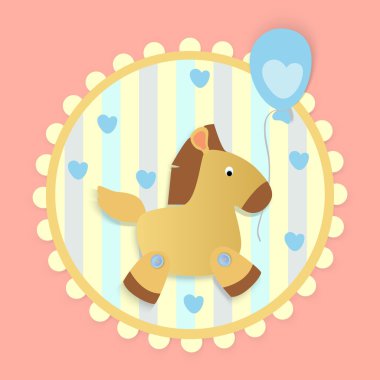 Vector greeting card with horse. clipart