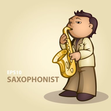 Cartoon saxophonist. Vector illustration. clipart