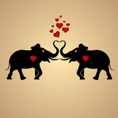 Vector background with elephants in love. clipart