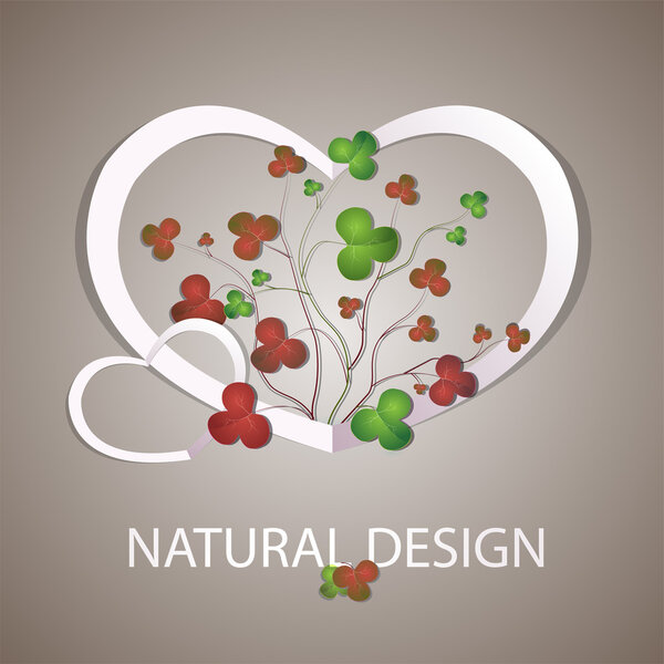 Сердце с листьями клевера. Векторная иллюстрация
.