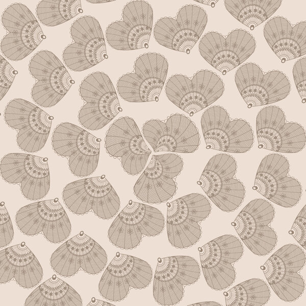 Vector background with lace hearts.