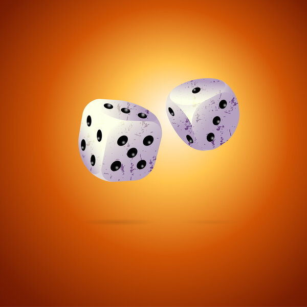 Two dices on brown background.