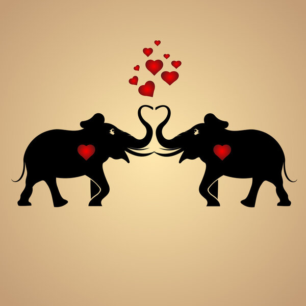 Vector background with elephants in love.