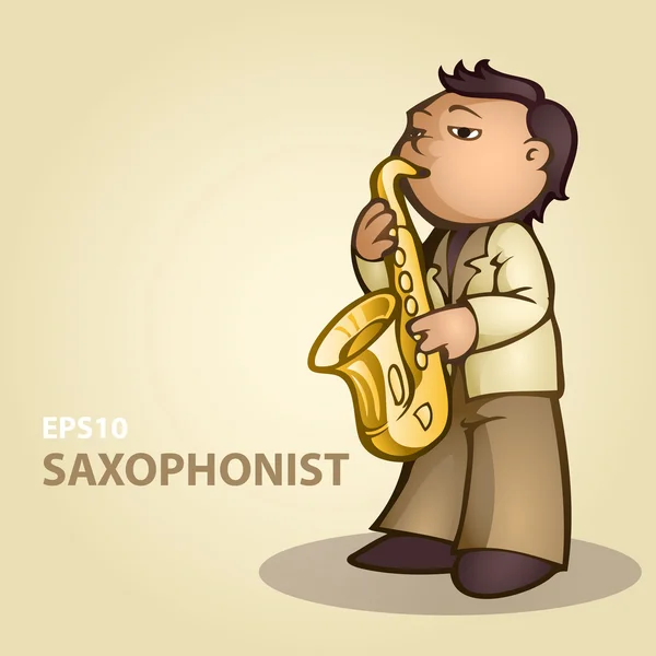 Saxofonista Desenhos Animados Ilustração Vetorial Gráficos Vetores