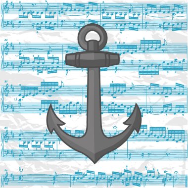 müzik sayfa arka planı üzerinde vektör çapa