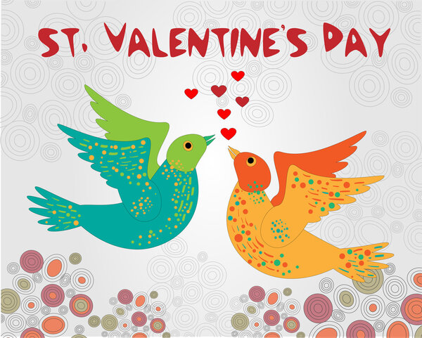 Vector background with birds for Valentine's day.