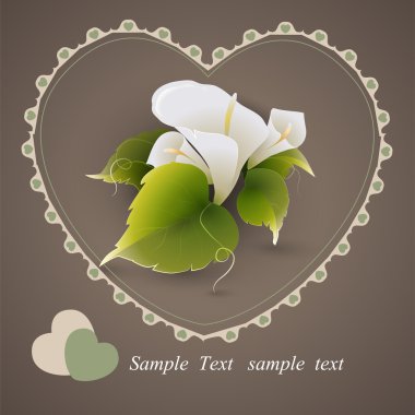 calla lily çiçekler ile vektör kalp.