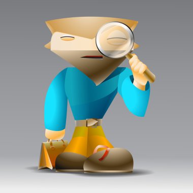 Cartoon man with magnifying glass. clipart