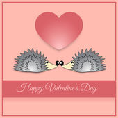 Vector greeting card with hedgehog for Valentines day.