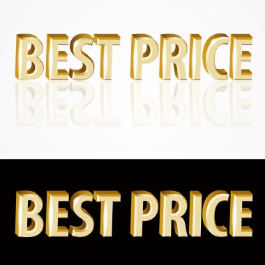 Vector gold best price signs on black and white background. clipart