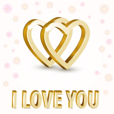 Vector background with golden hearts. clipart
