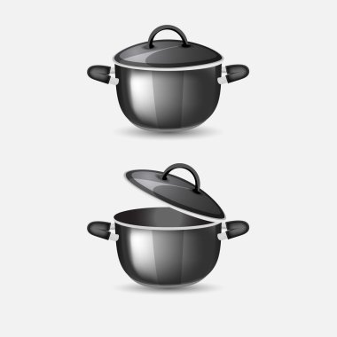Vector illustration of black pans. clipart