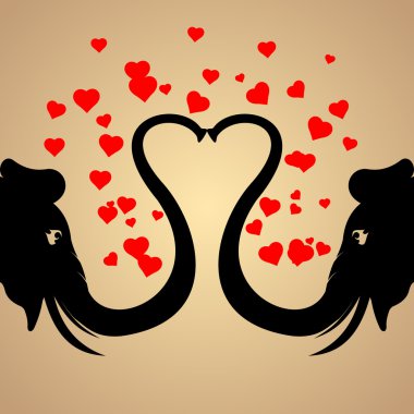 Vector background with elephants in love. clipart