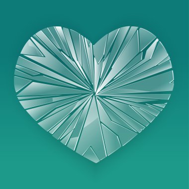 Broken glass heart. Vector illustration.