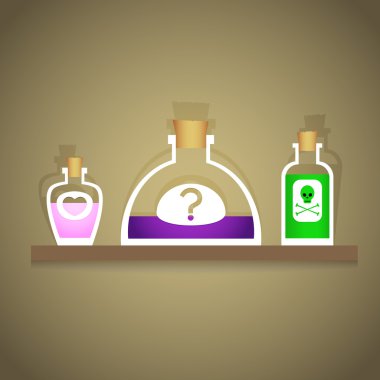 Vector illustration of bottles with various liquids. clipart