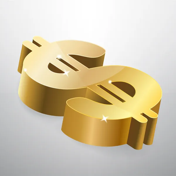 Signo Del Dólar Dorado Ilustración Vectorial — Vector de stock