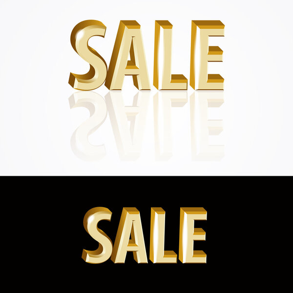 Vector gold sale signs on black and white background.