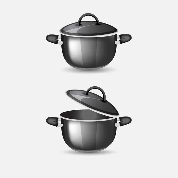 Vector Illustration Black Pans — Stock Vector