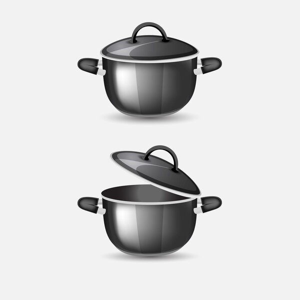 Vector illustration of black pans.